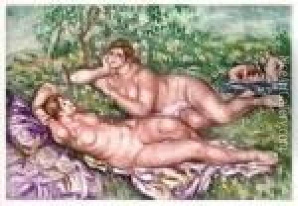 Title: Apres La Bain Oil Painting - Pierre Auguste Renoir