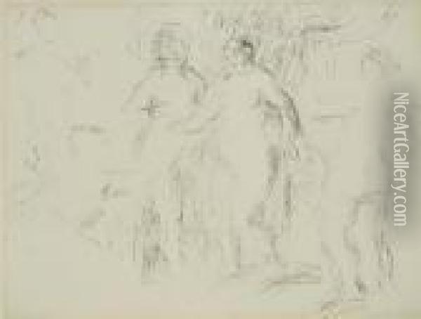 Les Baigneuseslithograph Oil Painting - Pierre Auguste Renoir