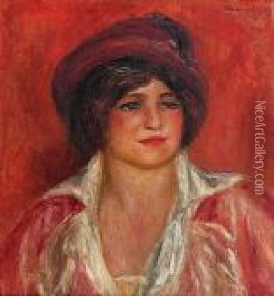 Portrait De Femme Au Chapeau Oil Painting - Pierre Auguste Renoir