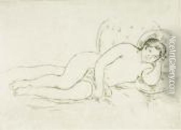 Femme Nue Couchee Oil Painting - Pierre Auguste Renoir