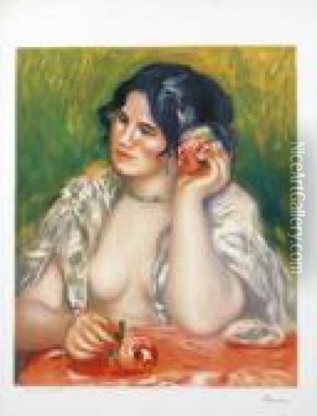 Epreuve D'artiste (gabriele Avec La Rose) Oil Painting - Pierre Auguste Renoir