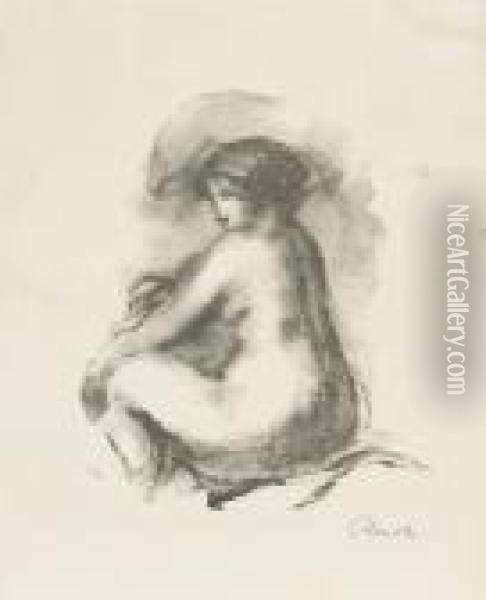 Etude De Femme Nue, Assis, From Douze Lithographies Originales... Oil Painting - Pierre Auguste Renoir