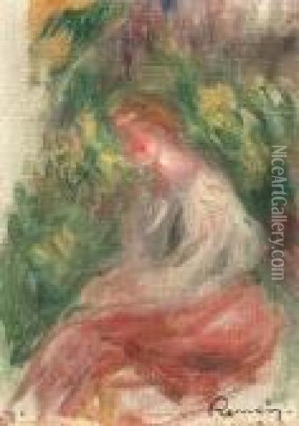 Jeune Femme Assise Oil Painting - Pierre Auguste Renoir