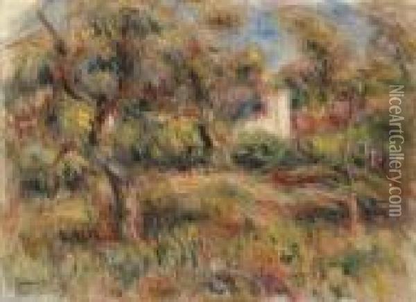 Paysage A La Cabane Oil Painting - Pierre Auguste Renoir