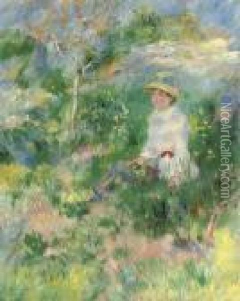 L'ete; Jeune Femme Dans Un Champ Fleuri Oil Painting - Pierre Auguste Renoir