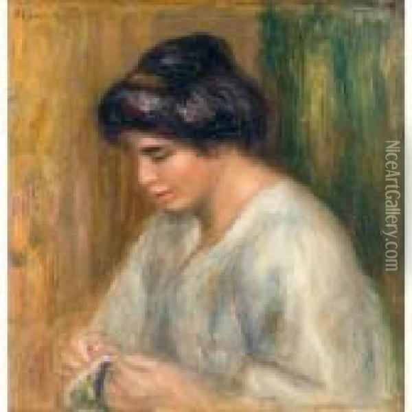 Femme Cousant Oil Painting - Pierre Auguste Renoir