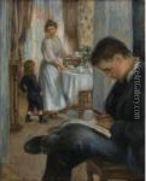 Le Dejeuner A Berneval Oil Painting - Pierre Auguste Renoir