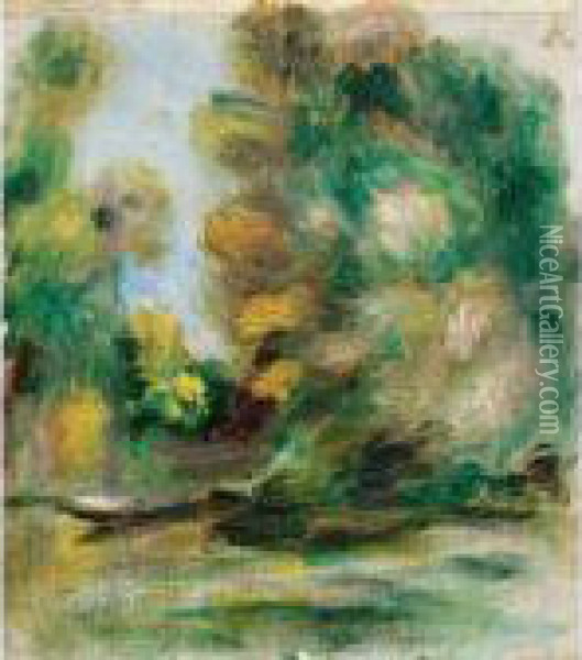 Bord De Riviere, La Barque Oil Painting - Pierre Auguste Renoir