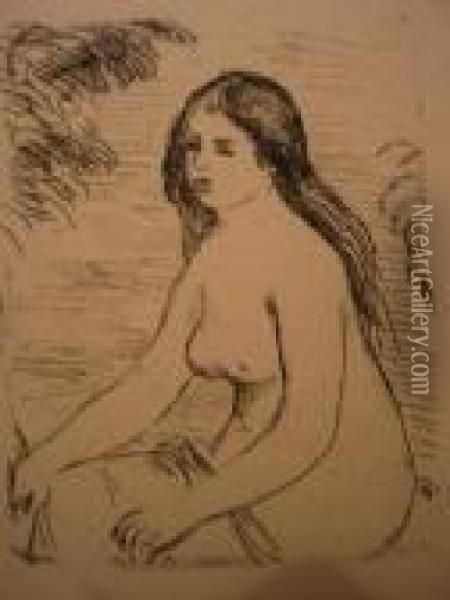 Femme Nue, Assise Oil Painting - Pierre Auguste Renoir