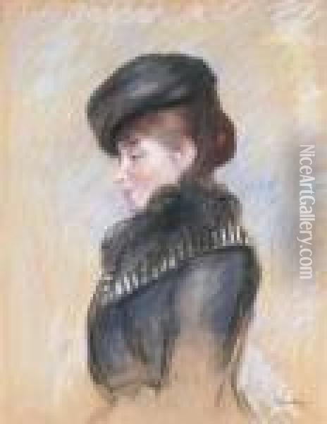 Femme A La Toque Oil Painting - Pierre Auguste Renoir