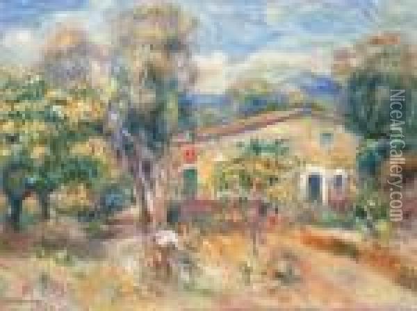 La Ferme Des Collettes, Cagnes Oil Painting - Pierre Auguste Renoir