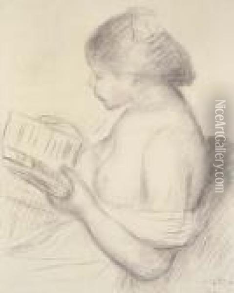 La Liseuse (portrait De Fillette) Oil Painting - Pierre Auguste Renoir