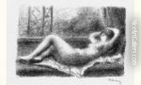 Odalisque. Vers 1904. Oil Painting - Pierre Auguste Renoir