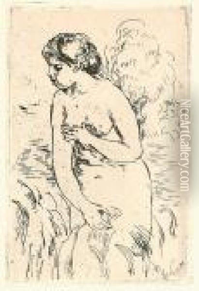 Baigneuse Debout, A Mi Jambes (delteil 23) Oil Painting - Pierre Auguste Renoir