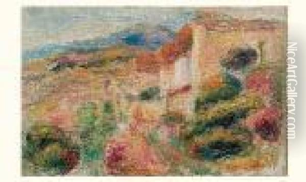 La Poste De Cagnes Circa 1905. Oil Painting - Pierre Auguste Renoir