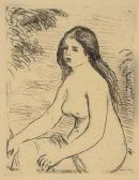 Femme Nue Assise>. Oil Painting - Pierre Auguste Renoir
