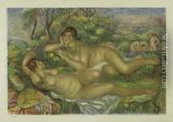 Les Baigneuses>. Oil Painting - Pierre Auguste Renoir