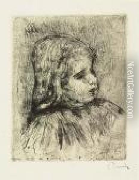 Claude Renoir, De Trois-quarts A Droite<</b> Oil Painting - Pierre Auguste Renoir