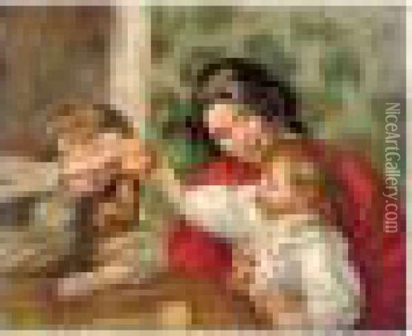 Gabrielle, Jean Et Une Petite Fille Oil Painting - Pierre Auguste Renoir