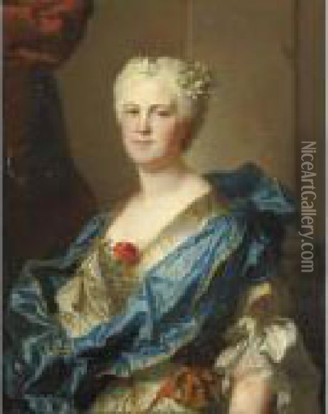 Ritratto Di Dama, Forse Charlotte Raisin De La Jonchere Oil Painting - Hyacinthe Rigaud
