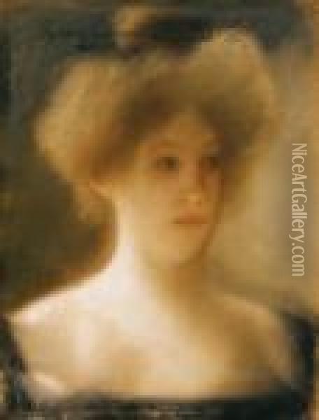 Portrait Of A Blonde Woman Oil Painting - Jozsef Rippl-Ronai