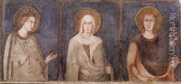 St Elisabeth, St Margaret and Henry of Hungary 1318 Oil Painting - Louis de Silvestre