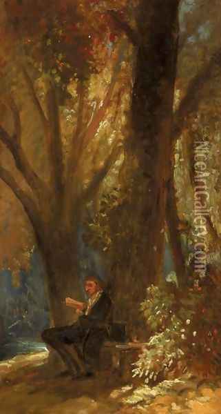Philosopher in the Wood (Der Philosoph im Walde) Oil Painting - Carl Spitzweg