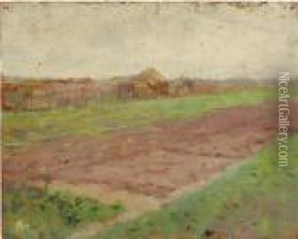 Planting Field (recto); Riverbed (verso) Oil Painting - Theodore Robinson