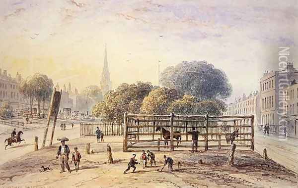 View of Islington Pound, 1850 Oil Painting - Thomas Hosmer Shepherd