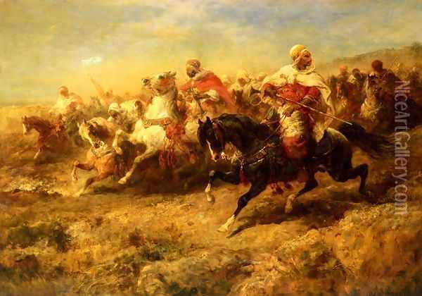 Arabian Horseman Oil Painting - Adolf Schreyer
