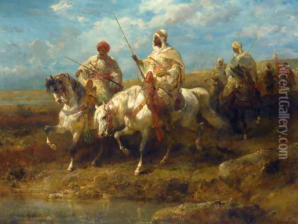 Arab Horsemen I Oil Painting - Adolf Schreyer