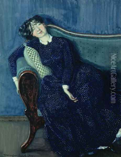 Sleeping woman in blue, 1903 Oil Painting - Konstantin Andreevic Somov