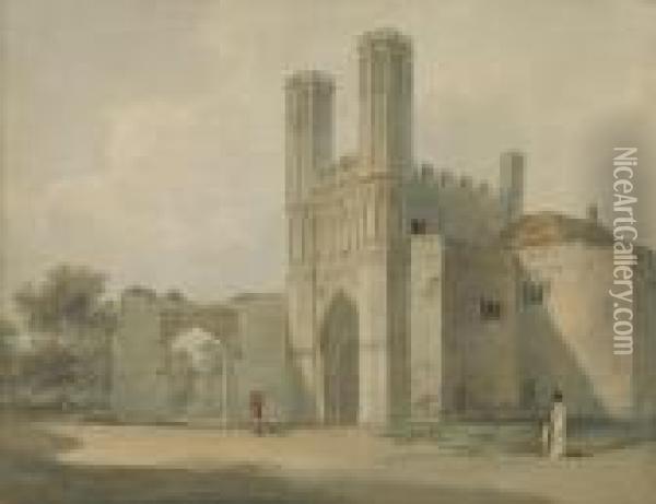 St. Augustine's Gate, Canterbury Oil Painting - Paul Sandby