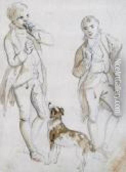 Two Boys With A Dog Oil Painting - Paul Sandby