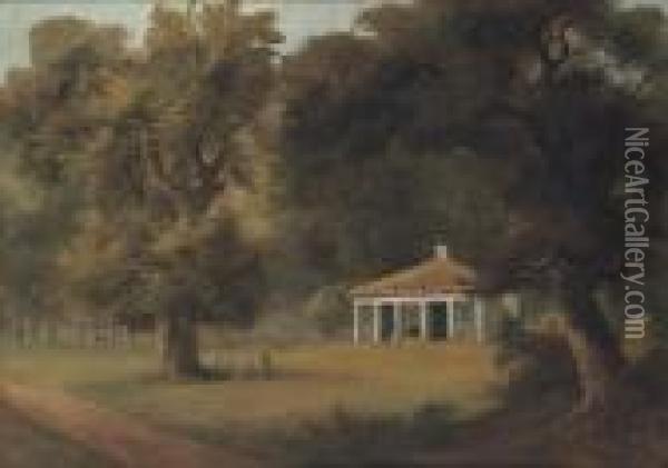 View Of A Pavilion In A Glade Oil Painting - Paul Sandby