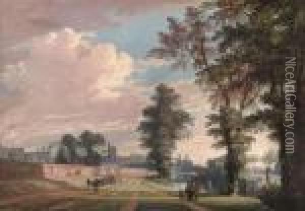 The North Front Of Windsor Castle From Datchet Lane Oil Painting - Paul Sandby