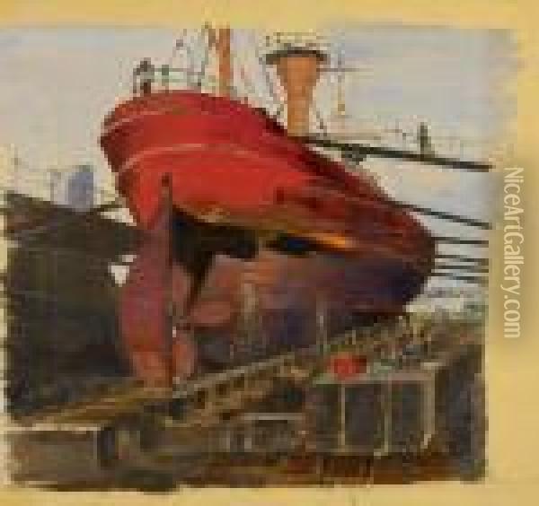 Feuerschiff Im Trockendock Oil Painting - Oskar Schlemmer