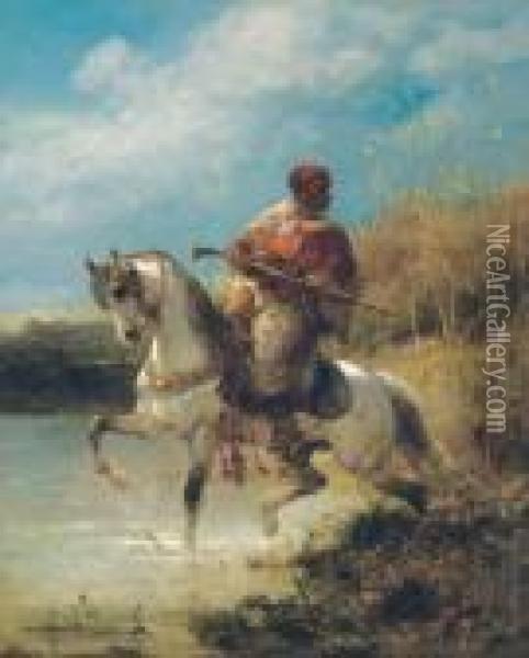 Arab Horseman Oil Painting - Adolf Schreyer