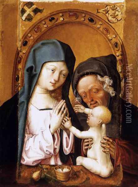 The Holy Family 1470s Oil Painting - Master Of The St. Bartholomew Altarpiece