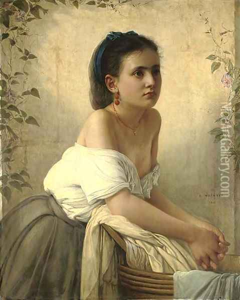 La jeune blanchisseuse Oil Painting - Jules Emile Saintin