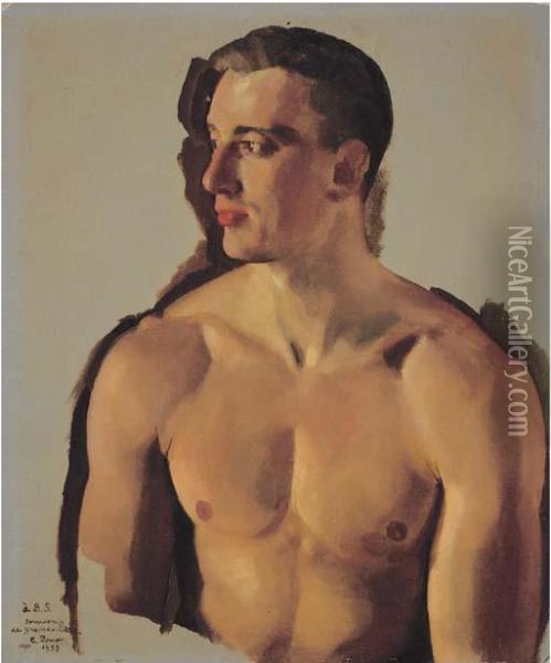 Portrait Of A Man Oil Painting - Konstantin Andreevic Somov