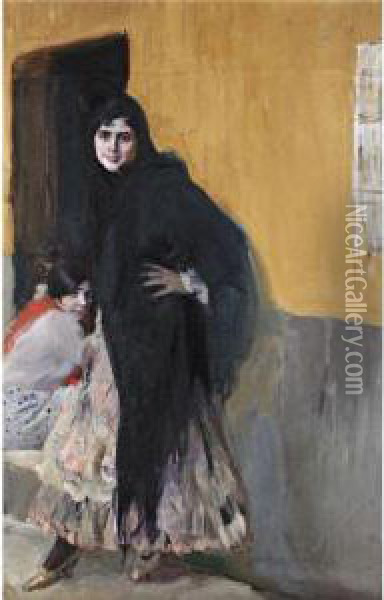 Sevillanas (ladies Of Seville) Oil Painting - Joaquin Sorolla Y Bastida