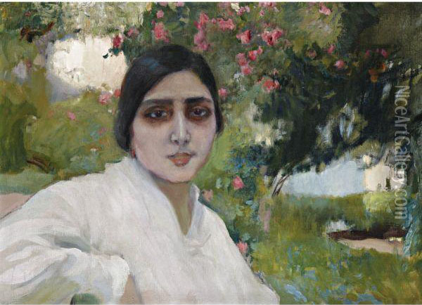 Cabeza De Andaluza (andalusian Girl) Oil Painting - Joaquin Sorolla Y Bastida