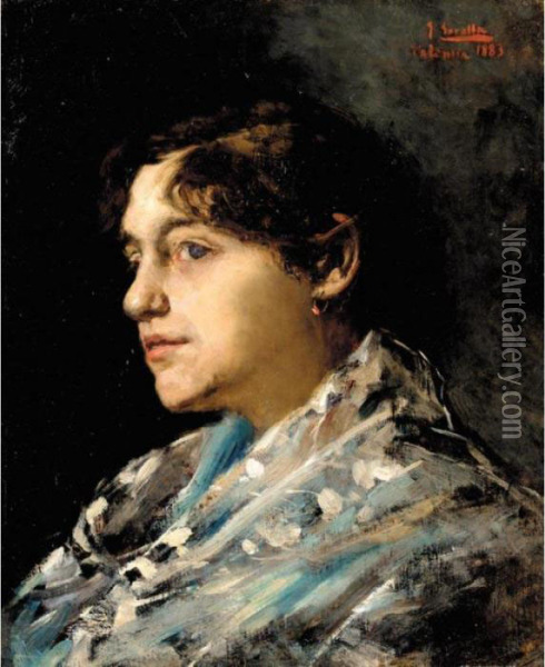 Retrato De Una Joven (portrait Of A Young Lady) Oil Painting - Joaquin Sorolla Y Bastida