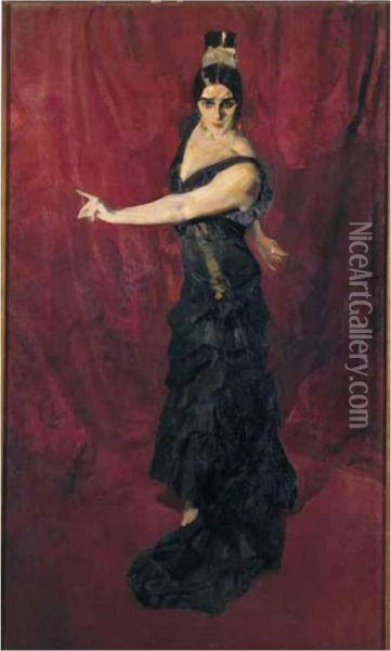 Laura De San Telmo, Bailando (laura De San Telmo Dancing) Oil Painting - Joaquin Sorolla Y Bastida