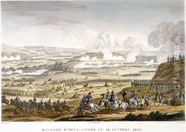 The Battle of Jena, 14 October 1806, engraved by Edme Bovinet 1767-1832 Oil Painting - Jacques Francois Joseph Swebach