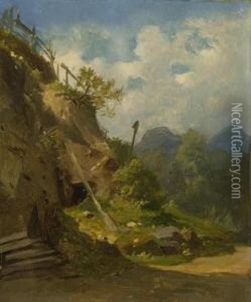 Der Bergwerkstollen. Oil Painting - Carl Spitzweg