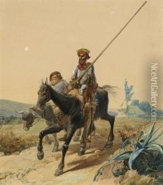 Don Quijote Und Sancho Panza. Oil Painting - Carl Spitzweg