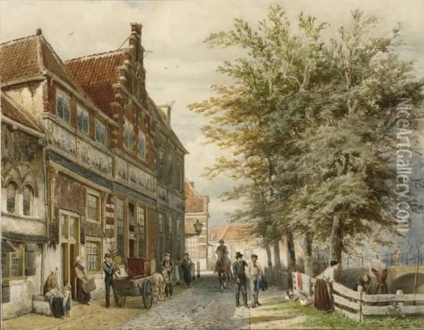 De Huizen Van Bossu Hoorn Oil Painting - Cornelis Springer