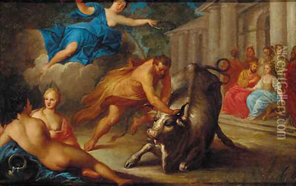 Hercules wrestling Achelous Oil Painting - Italian School